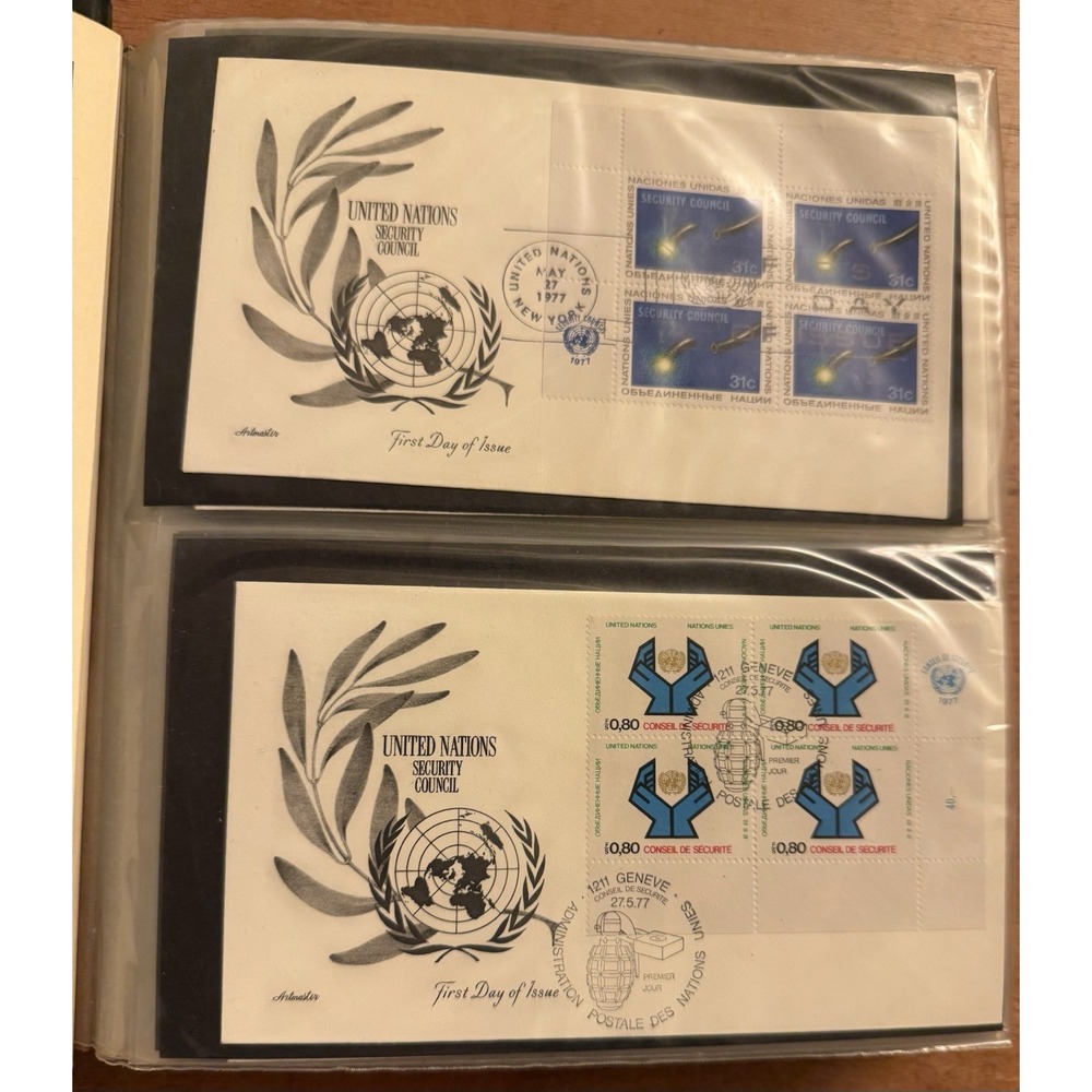 104 Mixed UNITED NATIONS First Day Covers Stamps 1977-1980 W/ Binder. Rare Lot